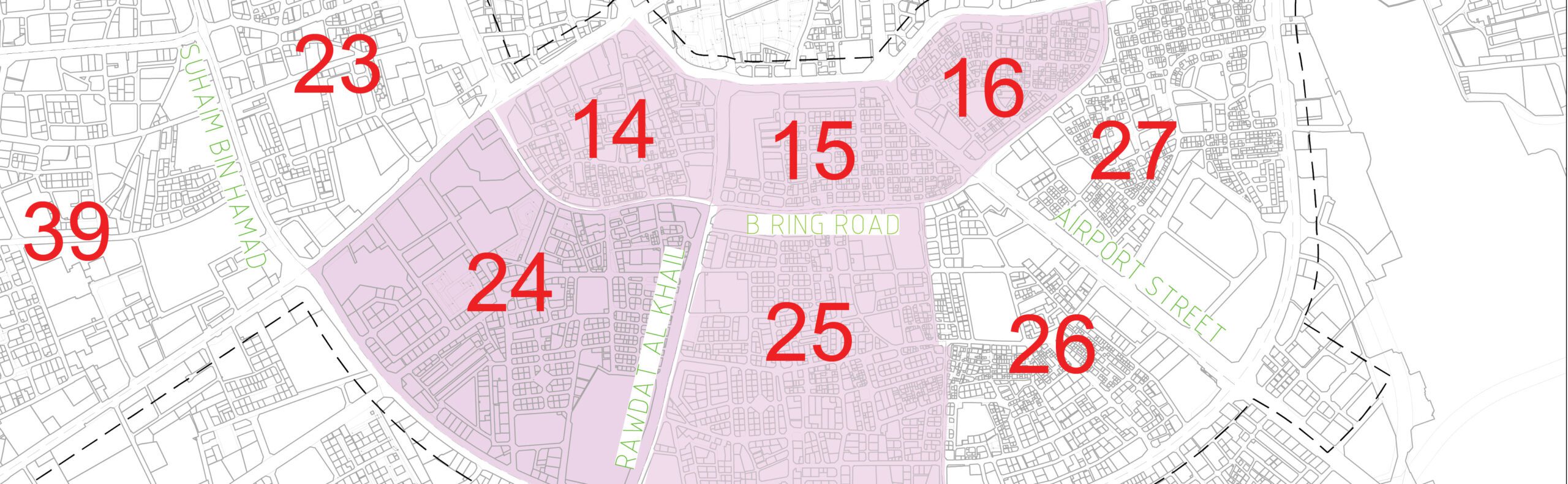a map of a city with numbers on it.