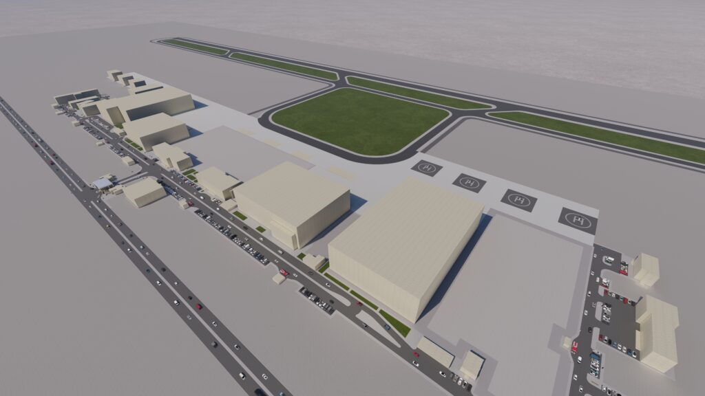 a 3d rendering of an airport.