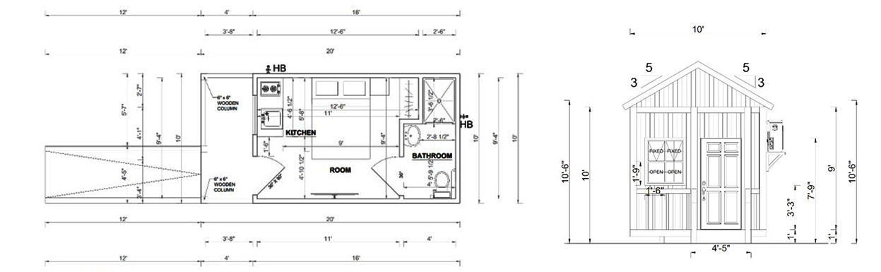 a floor plan for a tiny house.