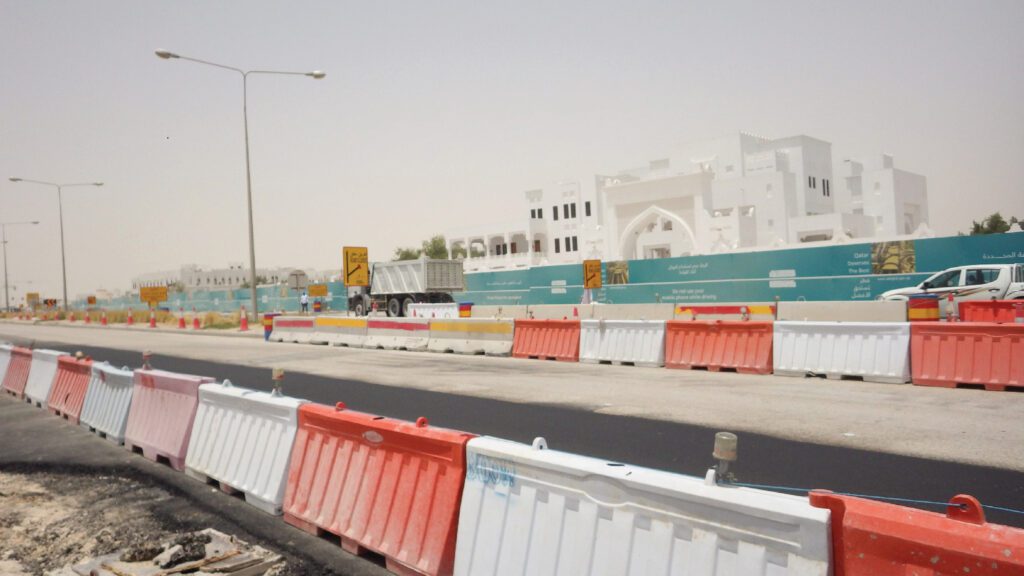 the construction of a road in qatar.