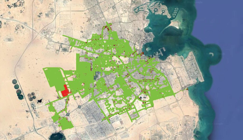a map showing the location of a green area.